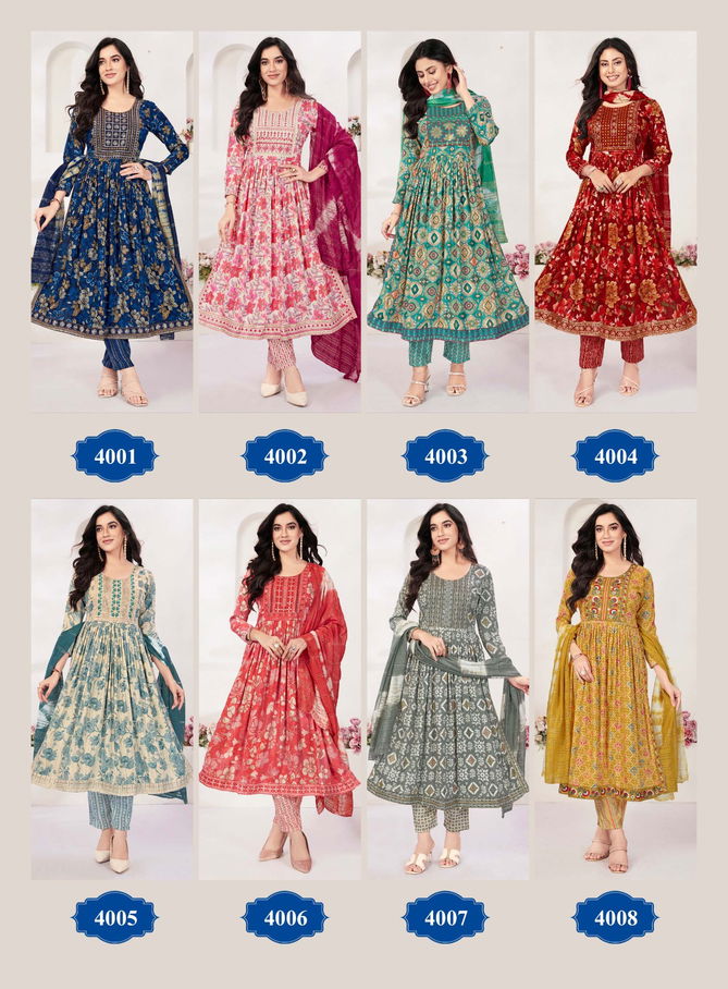 Siri Vol 4 By Kc Capsule Foil Printed Printed Naira Cut Kurti With Bottom Dupatta Wholesale Online